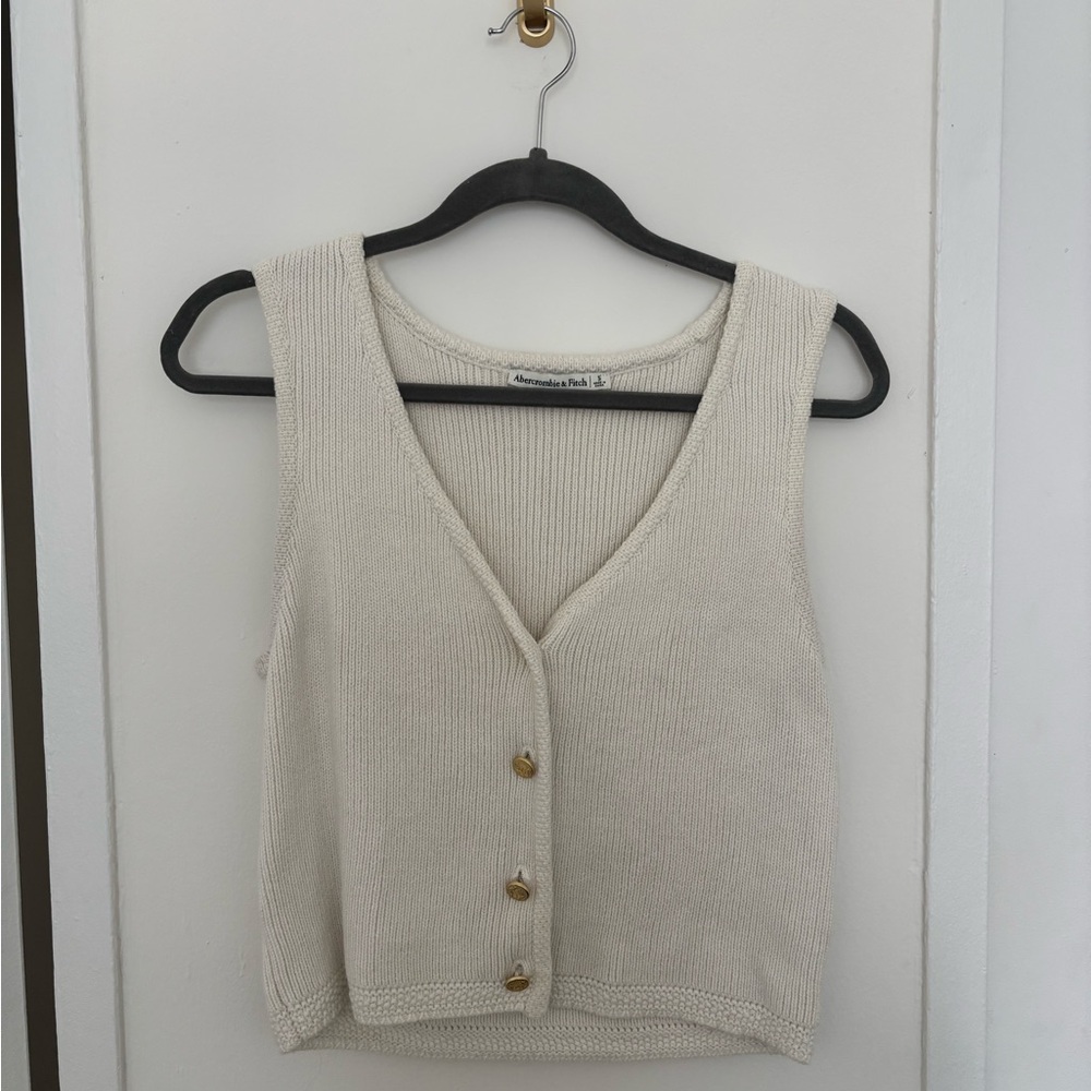 Abercrombie & Fitch Cream Buttoned Tank Top